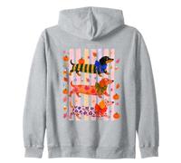 Cute Fall Dachshund Trio Dogs Pumpkins Bows Watercolor Zip Hoodie