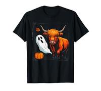 Cute Fall Highland Cow Ghost Spooky Season Funny Halloween T-Shirt