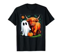 Cute Fall Highland Cow Ghost Spooky Season Funny Halloween T-Shirt