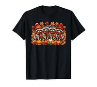 Cute Fall Raccoon Autumn Leaf Pumpkin Cozy Thanksgiving T-Shirt
