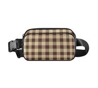 Cute Fanny Pack Waist Bag for Women Men Teens Multipurpose Zipper Fanny Pack Sling Bag with, Buffalo Plaid Check Tartan Scotland Brown Yellow, 8" x 5.3" x 2.3", Retro, Buffalo Plaid Check Tartan