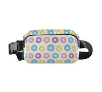Cute Fanny Pack Waist Bag Women Men Adults Light Colorful Donuts with Sprinkles and Icing Water Resistant Crossbody Shoulder Bag with Adjustable Strap for Travel Gym Work, light colorful donuts with