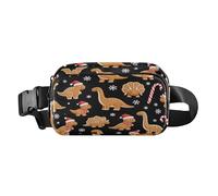 Cute Fanny Waist Pack for Women Men Gingerbread Dinosaur Funny Christmas Sling Chest Bag with Adjustable Strap Small for Travel Shopping Running