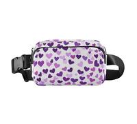 Cute Fanny Waist Pack Women Men Adults Cute Purple Hearts Valentine's Day Mini Belt Bag Travel Wallet with Adjustable Strap for Cycling Hiking Gym, cute Purple Hearts Valentine's day07, 8" x 5.3" x
