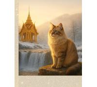 Cute Fantasy Cat Notebook: Orange Tabby Journal with Enchanted Temple - Aesthetic 8.5 x 11 Lined Notebook: Pastel Winter Cat Art • 32 Lined No-Margin ... Journaling, Creative Writing, and Daily Notes