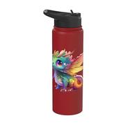 Cute Fantasy Dragon Colorful Cartoon Creature Art Stainless Steel Insulated Water Bottle