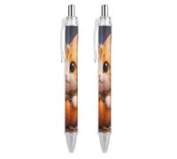 Cute Fantasy Thanksgving Cat Pumpkin Black Ballpoint Pens Fine Point (0.5mm) Black Ink Pen Retractable Ball Point Pens with Comfortable Full Grip for Journaling, And Office Writing Ideal 2 PCS