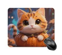 Cute Fantasy Thanksgving Cat Pumpkin Mouse Pad Square Laptop Mouse Mat Cute Computer Mousepad Keyboard Pad Non-Slip Desk Pads for Gaming Office Work Home 25 * 30cm