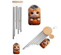 Cute Fantasy Thanksgving Cat Pumpkin Wind Chimes for Outside Memorial Tuned Outdoor Windchimes Large Garden Decor Wind Chime with Melodious Sound for Mom Dad Grandma Home Garden Patio Decor
