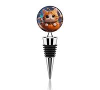 Cute Fantasy Thanksgving Cat Pumpkin Wine Stoppers Reusable Wine Bottle Stopper Decorative Champagne Stoppers Silicone Beverage Bottle Sealer Keep Fresh, Leakproof Wines Saver for Bar Party Decor