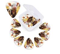 Cute Farm Animal Guitar Picks 12 Pack Plectrums with Organizer Box, 3 Different Thickness Includes Thin Medium Heavy Picks