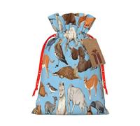 (Cute Farm Animal) Large Reusable Burlap Pouches Rustic Wedding Favor Xmas Bags Drawstring Gift Sacks Bulk Party. S Size