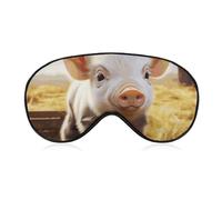 Cute Farm Animal Sleep Mask Light Block-Out Eye Mask for Side Sleeper Pressure-Free Soft Night Blindfold with Adjustable Strap Breathable Sleep Eye Cover for Travel