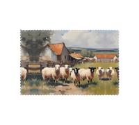 Cute Farm Animals 6-Piece Insulated placemat Set Printed placemats Suitable for Kitchens Dining Rooms Parties 12x18in