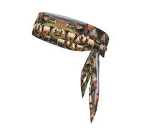 Cute Farm Animals Double-Sided Athletic Bandage with Printed Sports Headband Suitable for Tennis Ninja Karate Running and Yoga