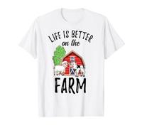 Cute Farm Animals Life is Better On The Farm Value Graphic T-Shirt, Men, White, S