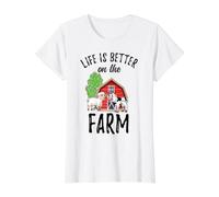 Cute Farm Animals Life is Better On The Farm Value Graphic T-Shirt, Women, White, M