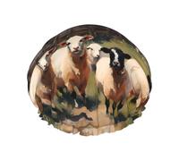 cute farm animals Printed shower cap, reusable, specially designed for women's long hair, double-layer structure, suitable for bathing.