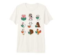 Cute Farm Animals Reading Books Teacher Library Reader Premium T-Shirt