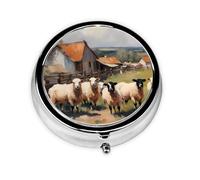 Cute Farm Animals This Small, Round, Three-Compartment Travel Pill Box is Perfect for Storing Daily medications, Vitamins, and on-The-go.
