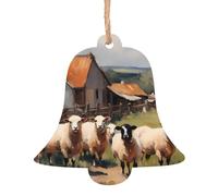 cute farm animals Wooden Bell Shape Ornaments 6 PCS Suitable For Hanging On Walls Doors And Windows