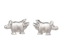 Cute Farmyard Porky Pig With Curly Tail Cufflinks in Onyx Art Cufflink Box, One size, Silver