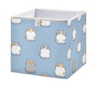 Cute Fat Cat Pattern Cube Storage Bins ,Large Clothes Organizer Box, Collapsible Fabric Storage Baskets, for Bedroom, Living Room, Study Room, 11.02×11.02×11.02 inch