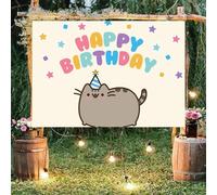 Cute Fat Cat Photography Background Welcome Party Name Customiz Backdrop Happy Birthday Children Bedroom Decoration Poster