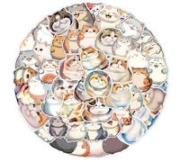 Cute Fat Cat Stickers for Guitar Water Bottle Laptop Luggage Bike Motorcycle Notebook Car Bumper Skateboard, 50Pcs Lovely Animal Funny Kitty Decals for Kids Teens Adult