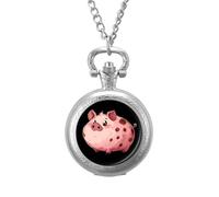 Cute Fat Pigs Men's Pocket & Fob Watches Analogue Display Quartz Watch with Chain for Birthday Christmas Father's Day Silver-Style