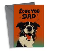 Cute Father's Day Card - Border Collie - Love You Dad