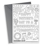 Cute Father's Day Card - Wonderful Daddy - Colouring In Card