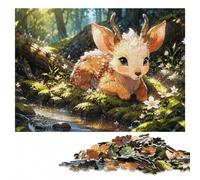 Cute Fawn Creature by Water Wooden Puzzle 300 Pieces, Adult Gift Idea | A hands-on home pastime - a simple way to organise the image alone or together.