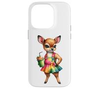 Cute Fawn Deer Tropical Smoothie Drink Summer Case for iPhone 14 Pro