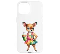 Cute Fawn Deer Tropical Smoothie Drink Summer Case for iPhone 15