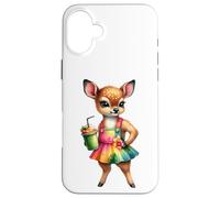 Cute Fawn Deer Tropical Smoothie Drink Summer Case for iPhone 16 Plus