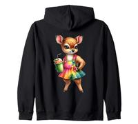 Cute Fawn Deer Tropical Smoothie Drink Summer Zip Hoodie