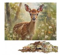 Cute Fawn Portrait Wooden Jigsaw Puzzle, Adults, 1000 Pieces | Section-by-section building - a practical indoor pastime during indoor leisure.