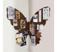 Cute Felt Bulletin Board Push Pin Board 17 x 24 Inch Butterfly Boho Desk Accessories Decorative Cork Board Picture Board for Photos Vision Pin Board for Walls Home Decor (Butterfly-Dark Brown)