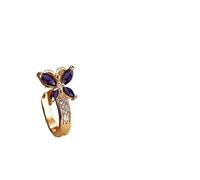 Cute Femal Crystal Stone Butterfly Hoop Earrings Vintage Gold Color Bridal Rainbow Zircon Small Wedding Jewelry For Women(Purple)