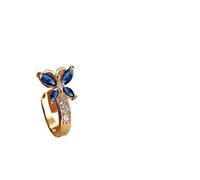 Cute Femal Crystal Stone Butterfly Hoop Earrings Vintage Gold Color Bridal Rainbow Zircon Small Wedding Jewelry For Women(Blue)
