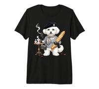 Cute Female Bichon Frise Lady Dog Coffee France Flag Premium T-Shirt