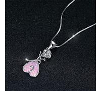 Cute Female Flower Heart Pendant Necklace Rose And Gold Silver Color Chain Vintage Opal Stone Wedding Necklaces For Women
