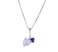 Cute Female Small Heart Pendants Necklaces Boho White Blue Fire Opal Necklace Vintage Silver Color For Women
