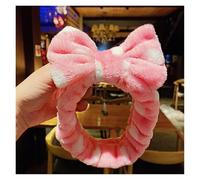 Cute Female Wash Face Hair Holder Headband Soft Coral Fleece Bow Animal Ears Hairbands Hair Accessories For Women Girls Turban(Pink White Dots)