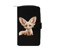 Cute Fennec Fox Long Zippered Pouch Slim Clutch Organizer Purse Money and Credit Card Holder for Men Women