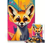 Cute Fennec Fox Pop Art Puzzle for Teenagers 1000 Pieces Sharp Thinking Precise Cut Fun Activity Art Decor (38x52cm)