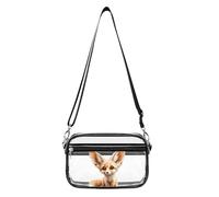 Cute Fennec Fox Women's Clear Crossbody Bag Fashion Purses Small Shoulder Handbags, Stadium Approved