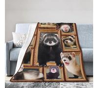 Cute Ferret Blanket Super Soft Cozy Ferret Animal Throw Blanket for Kids Girls Boys Women Teens Adults Lightweight Flannel Fleece Fuzzy Bedding Blankets Gifts for Sofa Couch 60"X50"