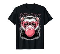 Cute Ferret Blowing Pink Valentine Heart Bubble Gum T-Shirt